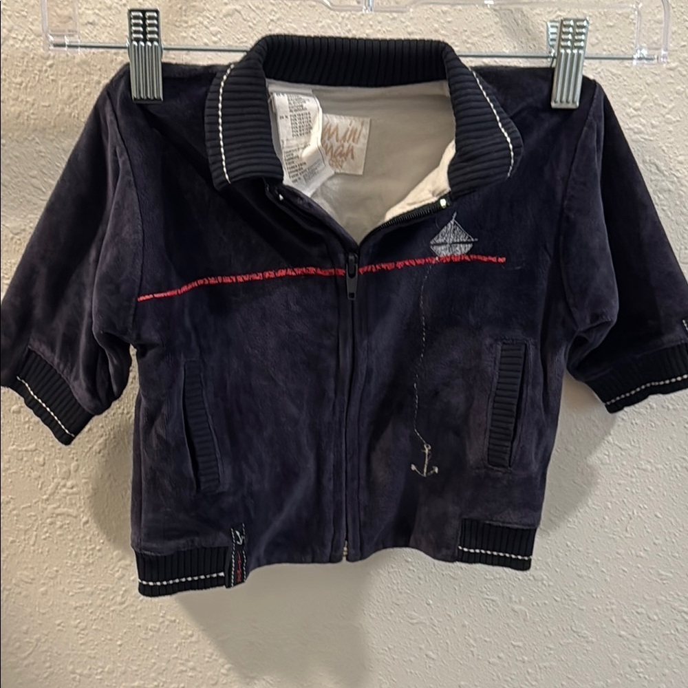 Blue and Red Puffer Jacket with Soft Texture
